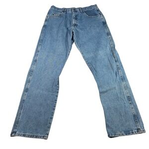 Wrangler Blues Jeans Mens 36x34 (FITS 34 X 32) Blue Straight 10WB001VI READ